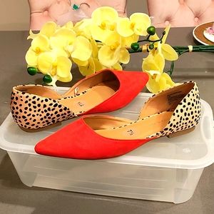 Cheetah & Red cute flats 🍒 🐆🐅🐯